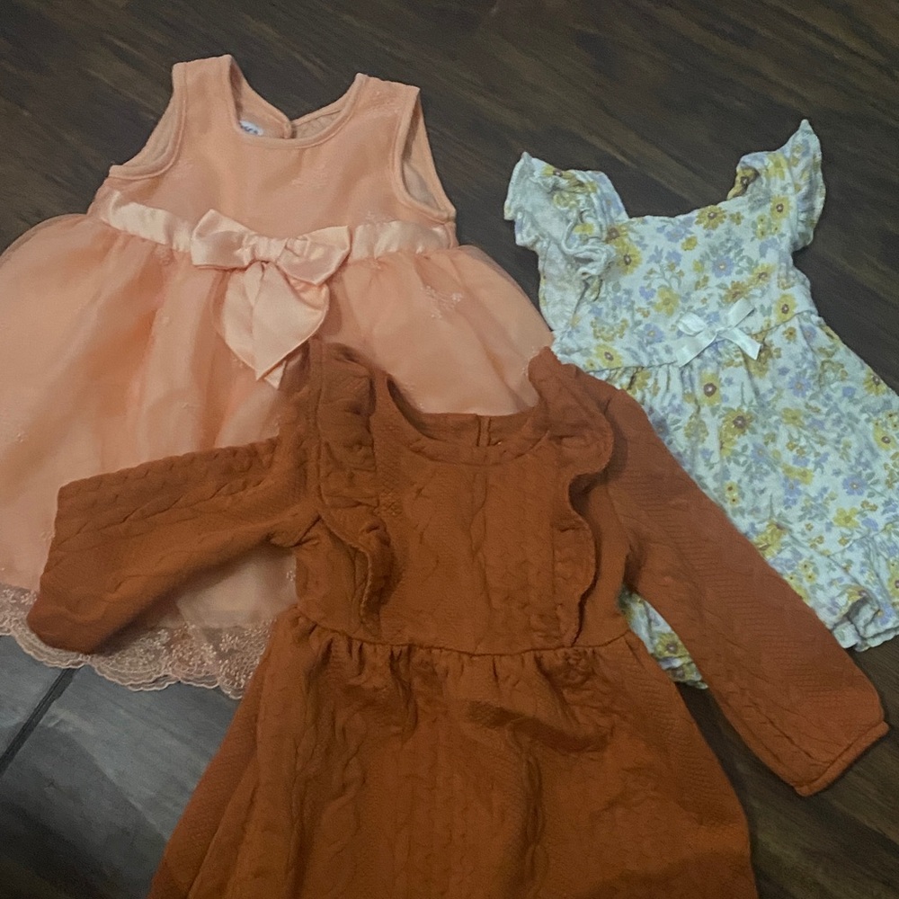 Charming Orange and Floral Kids Dress Set
